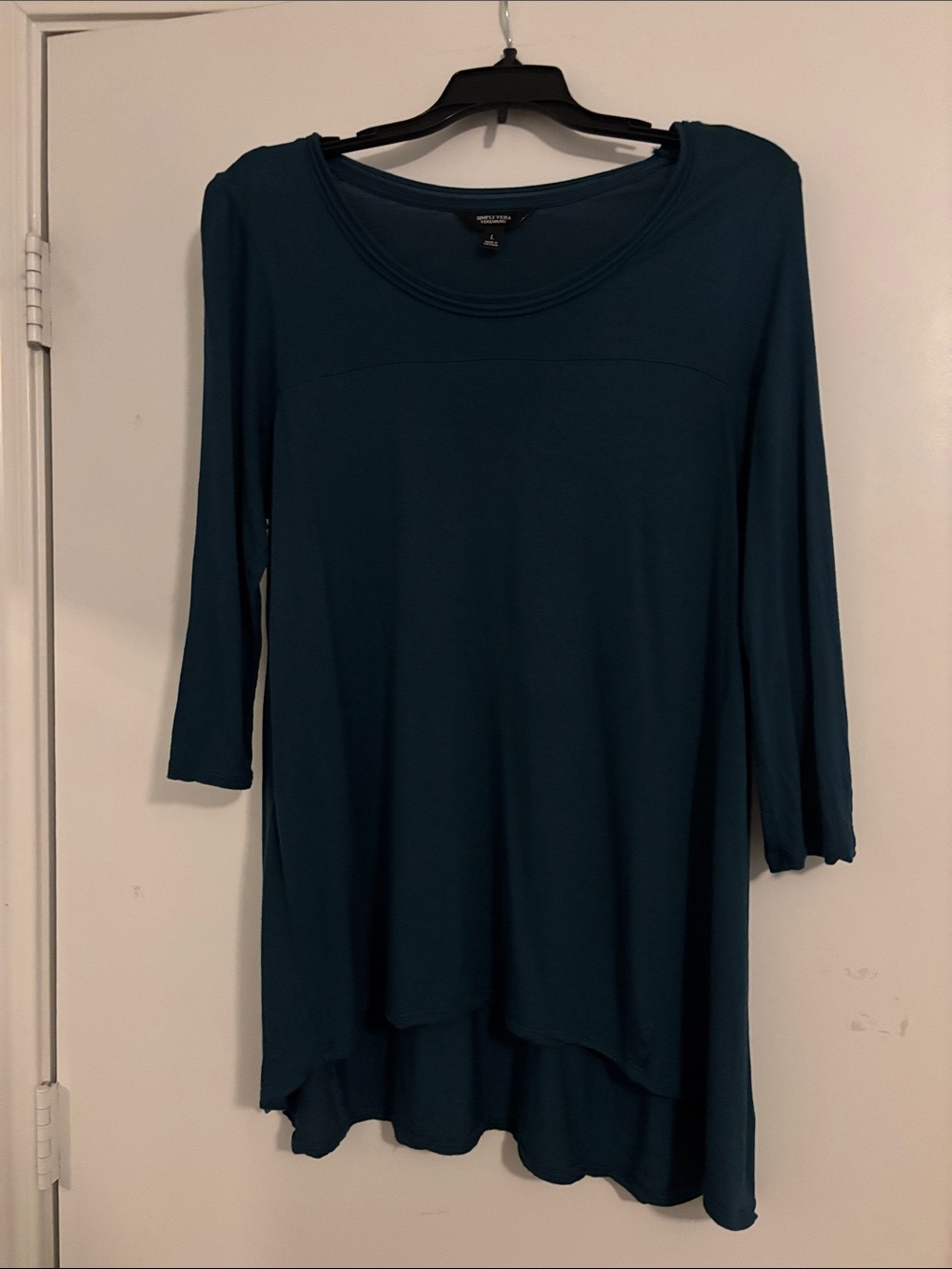 Vera Wang Teal 3/4 Sleeve Scoop-Neck Tunic